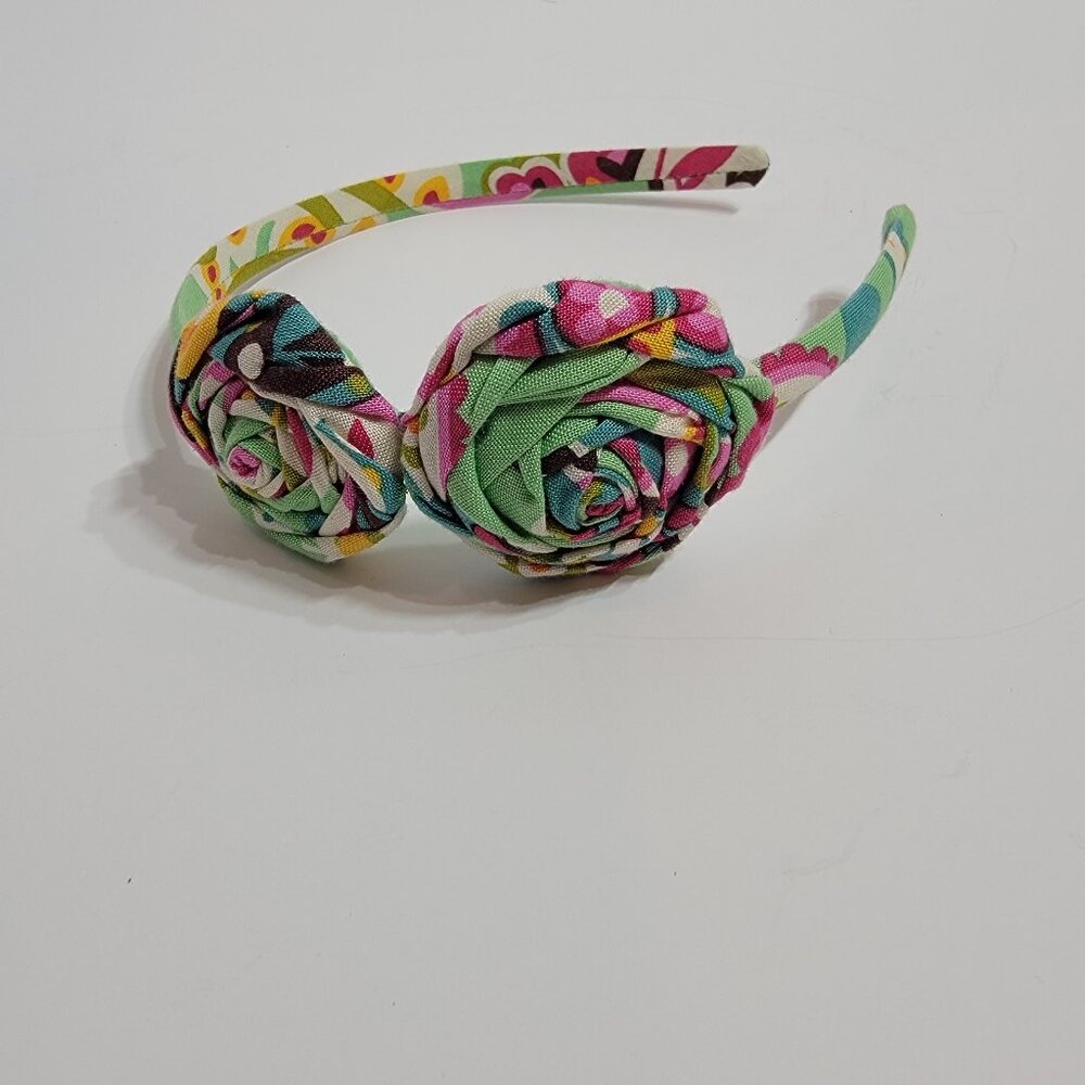 Multicolored Vera Bradley Rolled Fabric Rosette Headband Boho